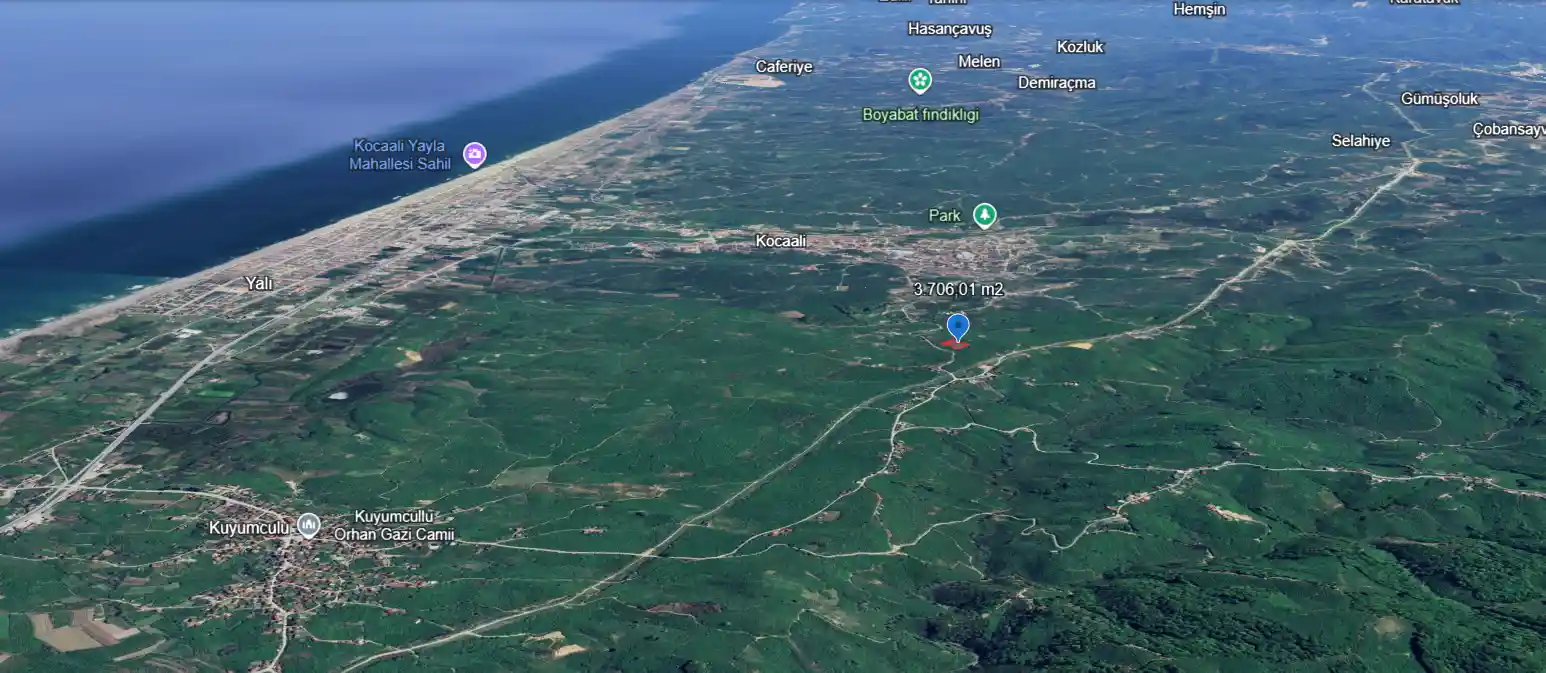 Sakarya Kocaali Karşı Mahalle'de Deniz Manzaralı 3.706 m² Satılık Fındık Bahçesi - Görsel 2